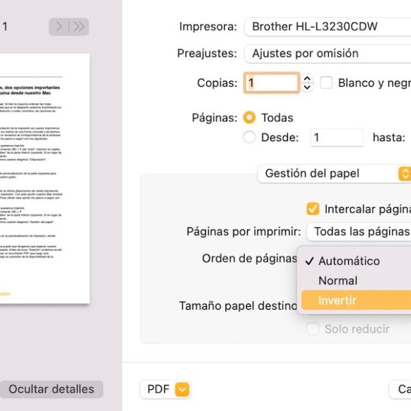 Por qué mi documento sale al revés al imprimir
